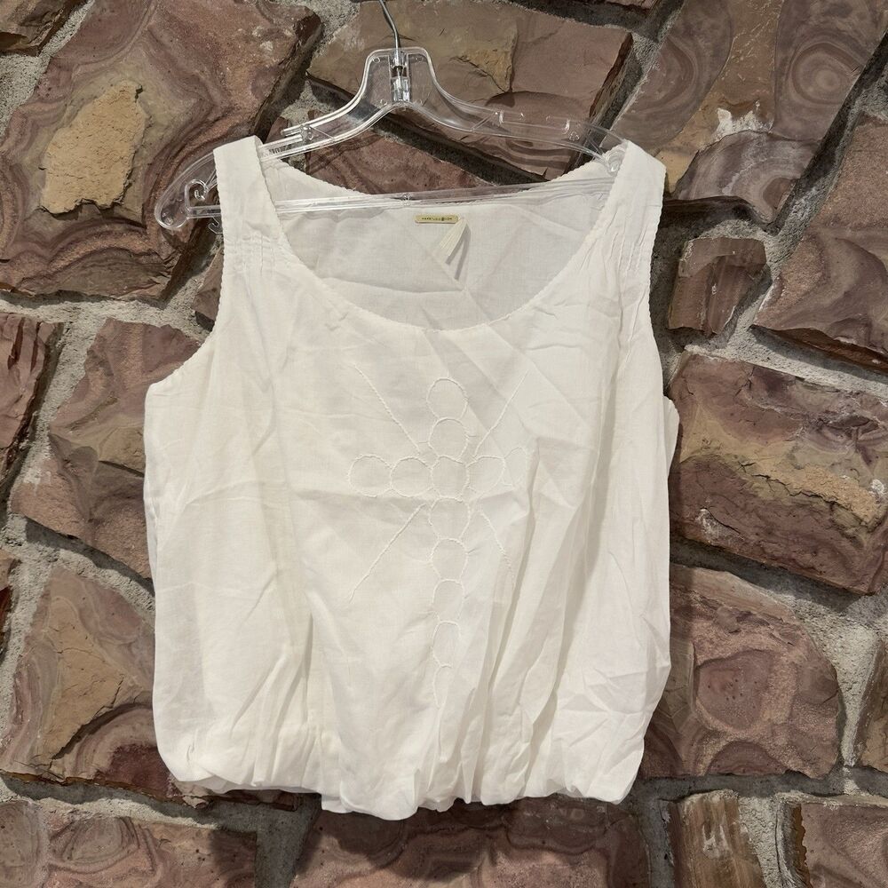 Max Studio‎ Ivory  Blouse Women’s Size L Boho Mesh Floral Sheer  cropped